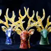 Adornos de Amethysta de Grava Hechos a Mano con Cabeza de Ciervo de Goteo de Pegamento para la Suerte Estante de Almacenamiento de Joyas Decoración del Hogar Astas Trabajador de Navidad