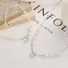 Pulsera de Plata Quebrada con Perla y Moño para Mujer Plata de Ley 925 Nueva Moda Diseño de Personalidad Pulsera ins Bracelet
