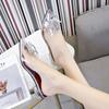 Sandalias para Mujer Verano Metal Decorativas Zapatos de Tacón Bajo Mujer Sexy Boca de Pez Transpirables PVC Correa Trasera