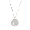 Venta caliente transfronteriza collar con letra de acero de titanio colgante redondo 26 mayúsculas en inglés collar de joyería pulida al por mayor