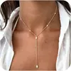 Collar de Cuentas de Tendencia Europea y Americana Transfronterizo Nuevo LaYered Cadena Colgante Cadena Joyería Simple Elegante Fiesta Fiesta Mujeres