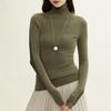 Suéter de Punto Maillard con Bloques de Color para Mujer 2025 Nuevo Otoño e Invierno Reversible de Cuello Semi-Alto Camisa Base