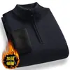 Nuevo suéter casual de punto para hombre de otoño e invierno, versátil, forro polar, media cremallera, color liso, talla grande