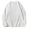 Pesado 260G maré marca puro algodão branco cor sólida solto gola redonda camisa de manga comprida camiseta roupas masculinas branco T