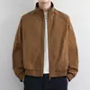 Chaqueta cárdigan versátil para hombre, estilo minimalista para primavera y otoño, de alta gama, color liso, para el día a día, con cuello alto y manga larga