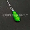 Pingente Cravejado com Calcedônia Verde Gelo de Alta Qualidade, Corrente para Clavícula em Prata 925 Cravejada com Feijão da Sorte, Comparável a Pingentes de Jadeíta e Feijão de Jade