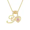 Collar TK Letra del Alfabeto 26 Corazón Amor Chicas Transfronterizo Serie DIY Chapado en Oro Real Zirconita Lujo Ligero Colgante Regalo