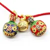 Esmalte Cloisonné Dorado Familia de Bestias Devoradoras de Oro Trío Aleación Aceite Goteando Esmalte Antiguo Colgante Pulsera Collar Colgante Accesorios Venta al por Mayor