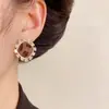 Brincos de Pelo de Cavalo com Estampa de Leopardo, Zircônia Personalizada e Desenho de Losango, Novo Estilo Outono/Inverno para Mulheres, Design Elegante, Simples e Único