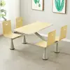 Mesa y Sillas Integradas para Comedor, Área de Comedor para Personal de Comedor Escolar, Mesa de Comedor Impermeable Integrada de Cuatro Plazas para Restaurante