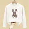 Camiseta Interior Térmica Suave de Media Altura para Niños de Primavera y Otoño, Top de Manga Larga Estampado para Niñas de Otoño e Invierno, Top Cálido de Moda