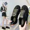Estação Europeia 2025 Outono Novo Plataforma Totalmente de Strass Solado Grosso Esportivo Casual Sapatos de Celebridade da Internet Couro Feminino Tendência