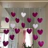 Cortina de puerta cortina de amor hogar de aspecto elevado Corazón de Princesa decoración de cortina de puerta rosa amor colgante cortinero mampara sin perforaciones