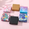 Caixa de Presente Rígida Colorida Impressa 9X9X3 com Tampa e Base, Caixa de Presente Especial para Pulseiras e Braceletes, Caixa de Presente para Joias em Tecido Veludo