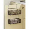 Estante de almacenamiento para cocina, especiero multicapa para puertas de gabinetes, caja de almacenamiento para montaje en pared para cebollas, jengibre y ajo, canasta pequeña colgante sin perforación