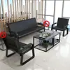 Sofá de escritório moderno minimalista para recepção de negócios, sofá simples de três lugares com conjunto de mesa de centro e mesa lateral, frete grátis
