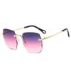 2025 Nueva Llegada Gafas de Sol Cuadradas sin Montura con Borde de Diamante Gafas de Sol Trendy Cyber Celebrant para Mujer con Protección UV