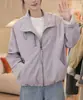 Nueva chaqueta coreana de 2026 con cuello alto y doble cremallera para mujer, talla petite, corte holgado, casual, versátil, adelgazante, top corto