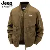 Estilo Otoño e Invierno 2025 Cuello Alto Ropa de Trabajo Algodón Lavado Versátil Engrosado Casual Exterior Chaqueta Multibolsillos Directo del Fabricante