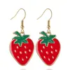 Pendientes de Aro de Latón con Baño de Oro Real con Forma de Bota de Fresa con Goteo de Aceite, de Venta Caliente Transfronteriza Europea y Americana, para Mujer