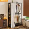Perchero combinado de armario abierto, uso doméstico de metal con cajones, perchero colgante para vestidor, perchero de pie para vestidor