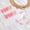 24 Piezas de Uñas Almendradas con Pegamento 3D, Uñas Portátiles, Florales Lindos, Elementos Degradados, Nuevo Estilo 25 Años