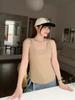 62861 Camisola de Punto con Cuello en U Grande para Mujer Talla Grande mm Gordita Cubriendo los Lados de los Pechos Camiseta Corta Curva para Poner Debajo