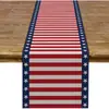 Nuevo camino de mesa de lino transfronterizo con estampado del Día de la Independencia para el hogar, comedor, sala de estar, mesa de comedor, decoración interior y exterior