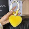 Lindo Conejo Rex Real Peluche Pequeño Corazón de Melocotón Llavero de Coche Colgante Lindo Bola de Felpa Corazón Mochila Escolar Colgante de Bolso Regalo