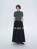 ANNA Moda Básica_Camiseta de Punto para Mujer de Cuello Alto Corto de Manga Corta/Top Corto de Lana/Camiseta Base Suéter