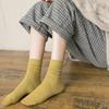 Calcetines de mujer hasta media pantorrilla, otoño e invierno, sencillos, de algodón, de color liso, versátiles, para mujer