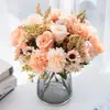 Flores Artificiales Ramo de 7 Púas Rosa de Otoño Ramo de Mesa para Boda Decoración de Sala de Estar Flores de Exhibición