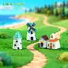 Musgo Micro Paisaje Molino de Viento Cabaña Castillo Molino de Viento Resina Suculenta Joyería Creativa Manualidades DIY Pequeños Adornos