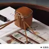 Bolsa de Armazenamento com Zíper Retro para Pulseiras Pequena Bolsa Cultural para Brincadeiras Bolsa de Armazenamento de Noz-moscada Bolsa com Bandeja para Contas Textura de Couro Genuíno Porta-Moedas