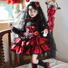 Vestido de Princesa Diablita de Halloween Disfraz Cosplay de Vampiro para Niñas Vestido Infantil Lolita con Tirantes para Todas las Estaciones