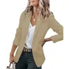 2025 Nuevo Otoño Elegante Chaqueta Amazon Wish Mujeres Manga Larga Color Sólido Cuello de Traje Traje de Botonadura Única