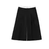 Calça de alfaiataria cinza de alta qualidade com perna larga para mulheres, novo estilo verão 2026, calça casual reta cropped de cintura alta, estilo old money