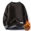 Suéter de Invierno con Forro de Felpa para Hombre, Tejido Básico Casual Nuevo de Color Sólido, Suéter de Punto Grueso y Cálido para Hombres Jóvenes