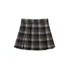 Falda para Niñas Amybaby Otoño 2025 Nueva Versátil Estilo Preppy Otoño e Invierno Falda a Cuadros Media Línea A