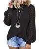 Comercio exterior Europeo y Americano Amazon cuello redondo manga larga encaje costuras top holgado para mujer XX0289