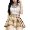 Saia Uniforme JK Estilo Colegial Conjunto Completo Verão Garota Apimentada Pura Camisa Manga Curta Cintura Justa Estudante Xadrez Plissada Terno