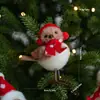 Nuevo Pájaro Pequeño de Espuma de Simulación Bufanda Roja Sombrero Pájaro Pequeño Decoración de Navidad Colgante para Árbol de Navidad Transfronterizo