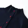 Cardigan de Tricô Feminino 2026 Novo Outono e Inverno, Gola Meia-Alta, Manga Longa, Jacquard Fair Isle, Lã, Elegante e Moderno