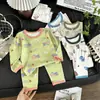 Novos conjuntos de pijamas térmicos casuais de outono e inverno para meninos e meninas, com estampas de desenhos animados