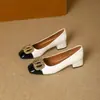 Pies Cómodos Hebilla Cuadrada con Pedrería Zapatos de Mujer Primavera y Otoño Nuevo Estilo Color Francés Bloque Cuadrado Punta Cuadrada Tacón Medio Tacón Grueso Mocasines Planos Mujer