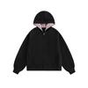 Sudadera con capucha de punto a cuadros estilo retro americano para primavera y otoño, para hombres y mujeres, chaqueta casual holgada simple de alta gama para pareja