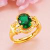 Anillo abierto de mujer de cristal de turmalina imitación oro de 18K chapado en latón, nuevo transfronterizo, anillo de circón de oro vietnamita