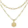 Venta caliente de Amazon 26 letras colgantes en inglés collar creativo simple multicapa apilado hexagonal cadena para clavícula de mujer