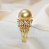 Anillo de Lujo con Encaje Dorado Tallado Texturizado Italiano Perla Mismo Estilo que el Mostrador Bratti Anillo Estilo Dama Venta al por Mayor para Mujeres