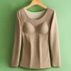 Ventas Directas de Fábrica Popular Transfronterizo Cuello Redondo Manga Larga Térmicos Íntimos Otoño e Invierno Terciopelo Alemán Sin Costuras Talla Grande Resistente al Frío Top Base